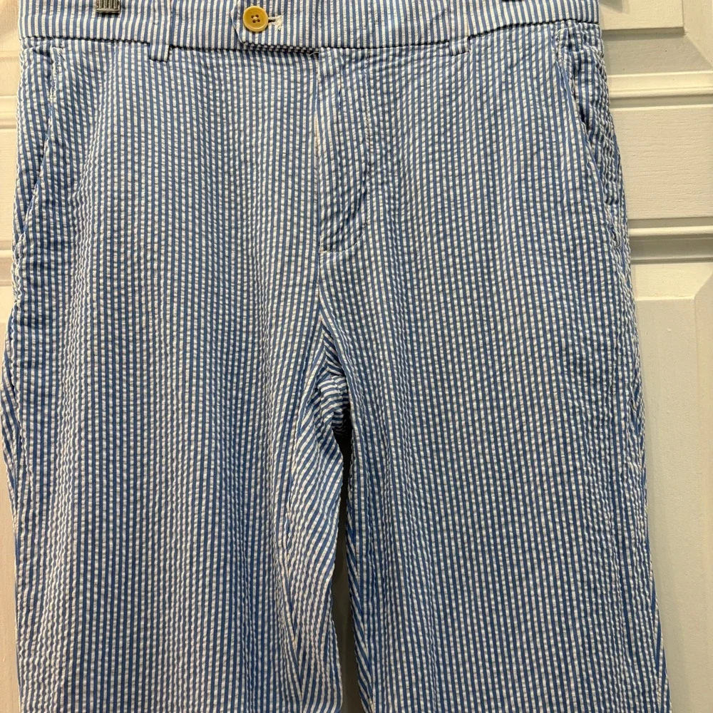 Brooks Brothers Milano Fit Seersucker Pants Mens 32x34 Blue White Striped Cotton